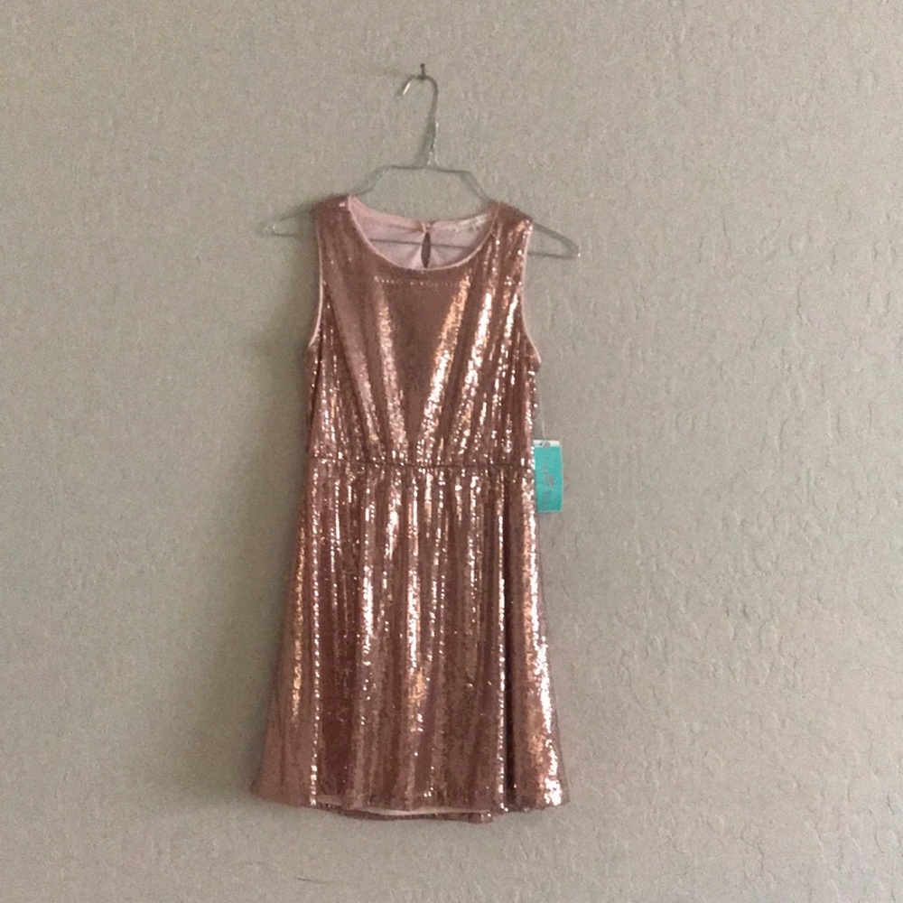 Copper Key Rose Gold Sequined Dress